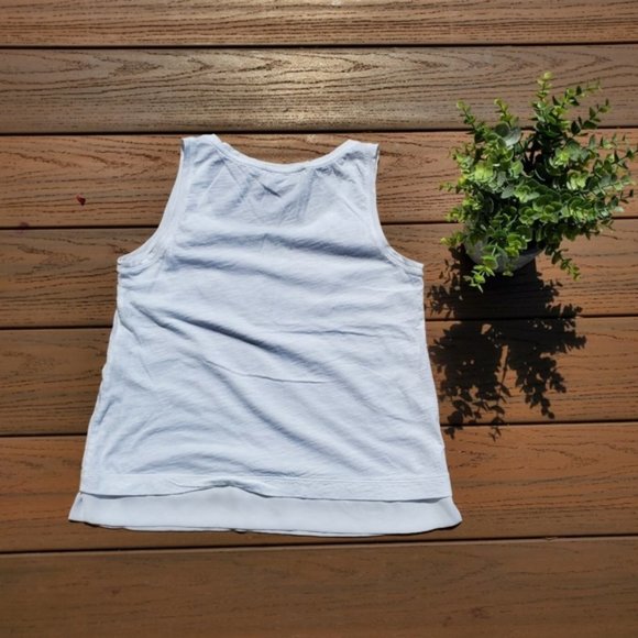 Loft White Tank Top Mesh Cut Out Cotton Shirt Tribal Preppy Boho Bride Casual XS - Picture 2 of 7